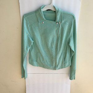 H By Halston  Women's French Terry Seafoam Green Motorcycle Style Jacket Sz 12